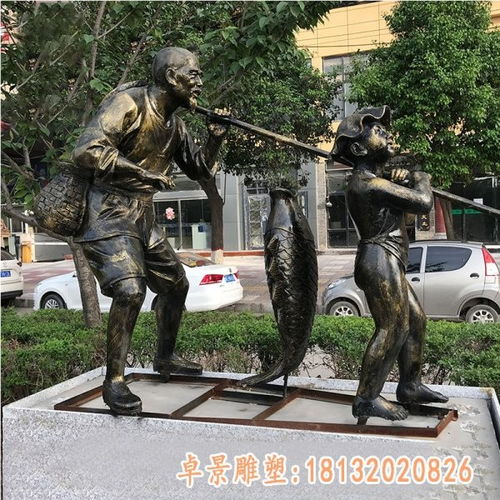 渔文化人物仿铜雕塑 西宁铜雕渔文化雕塑制作厂